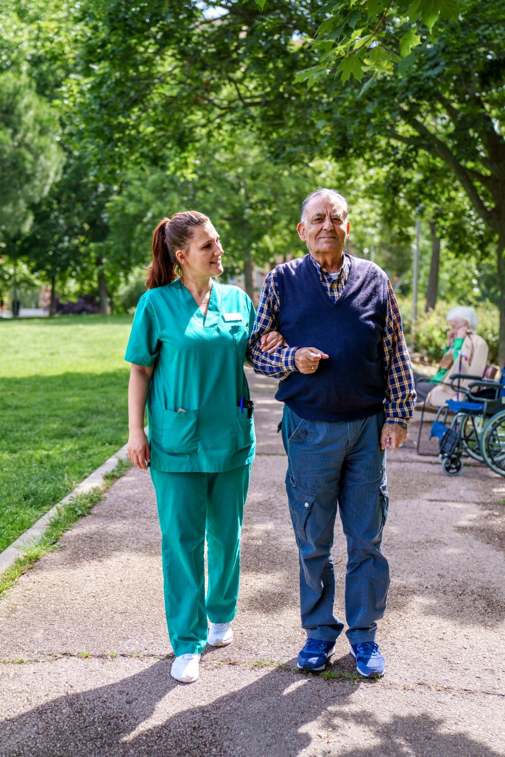 Professional non-medical caregiver providing daily living assistance to senior