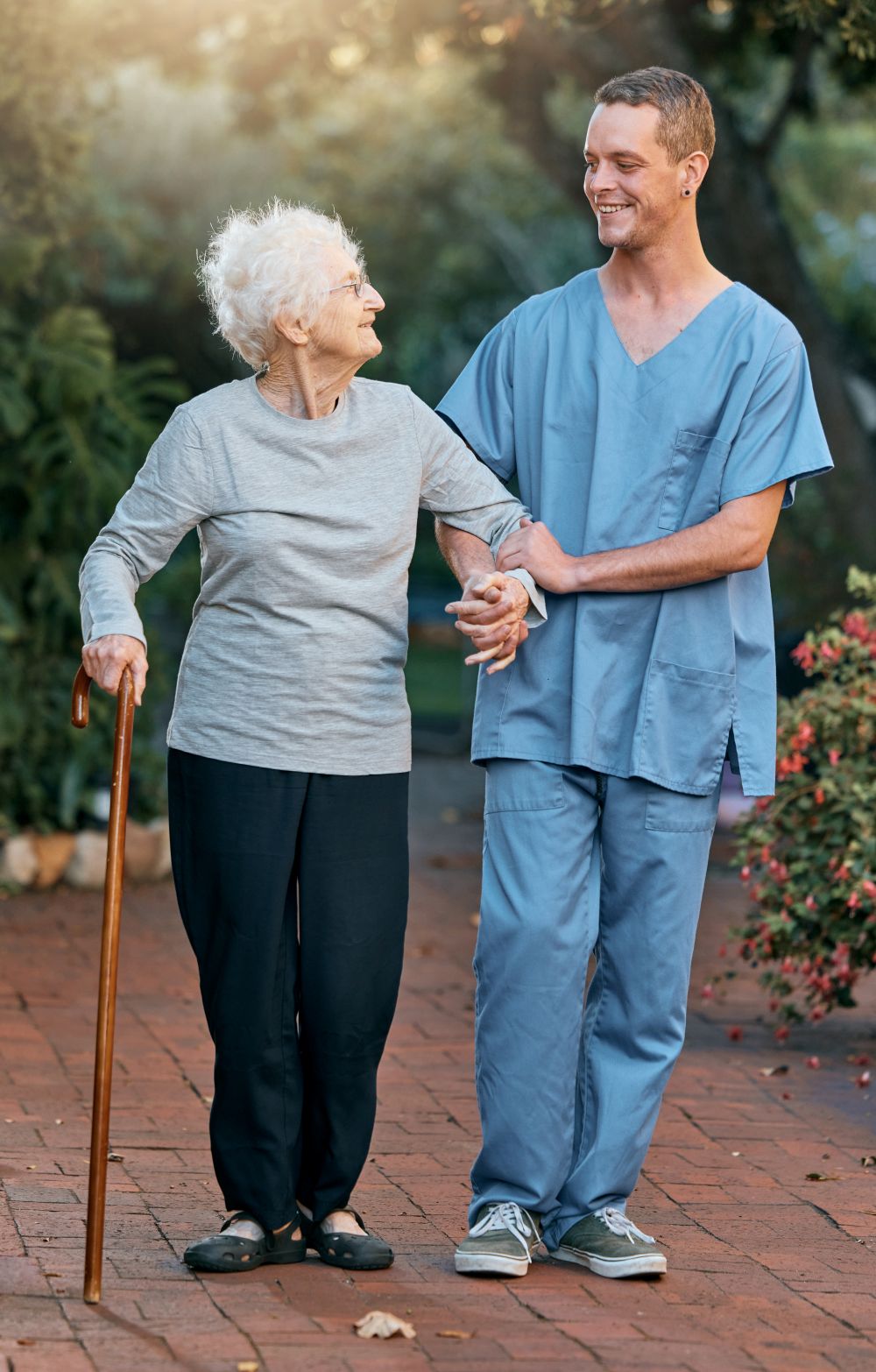Elderly person enjoying outdoor activities with caring non-medical caregiver in Hartford CT